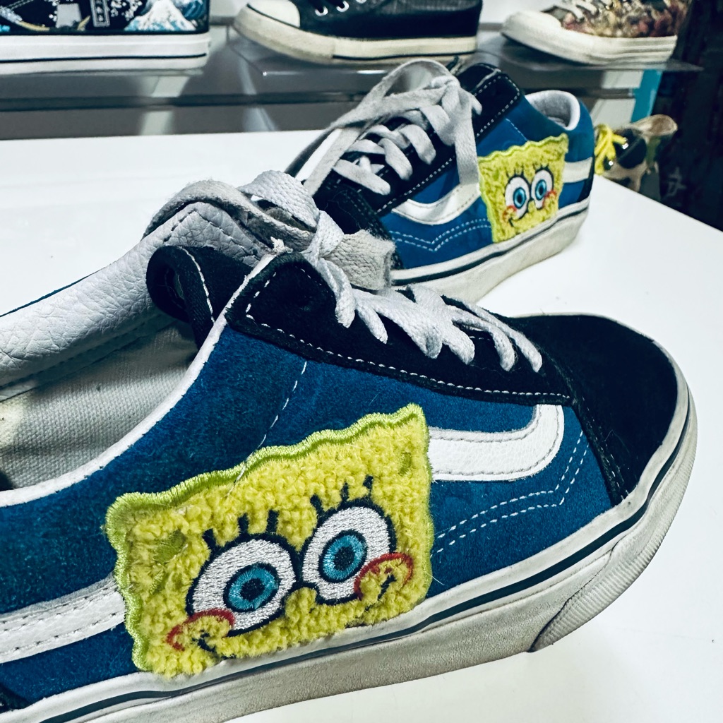 Vans Old Skool X Spongebob Squarepants Fuzzy Smile Patch Blue Sneakers